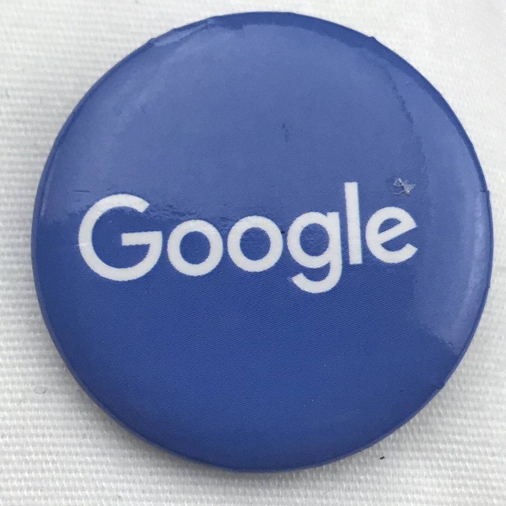 Google Pin Button Blue White Promotional Classic Logo Tech Gear Icon